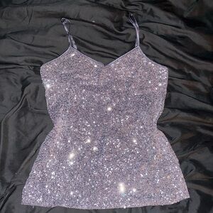 Express silver sequin tank